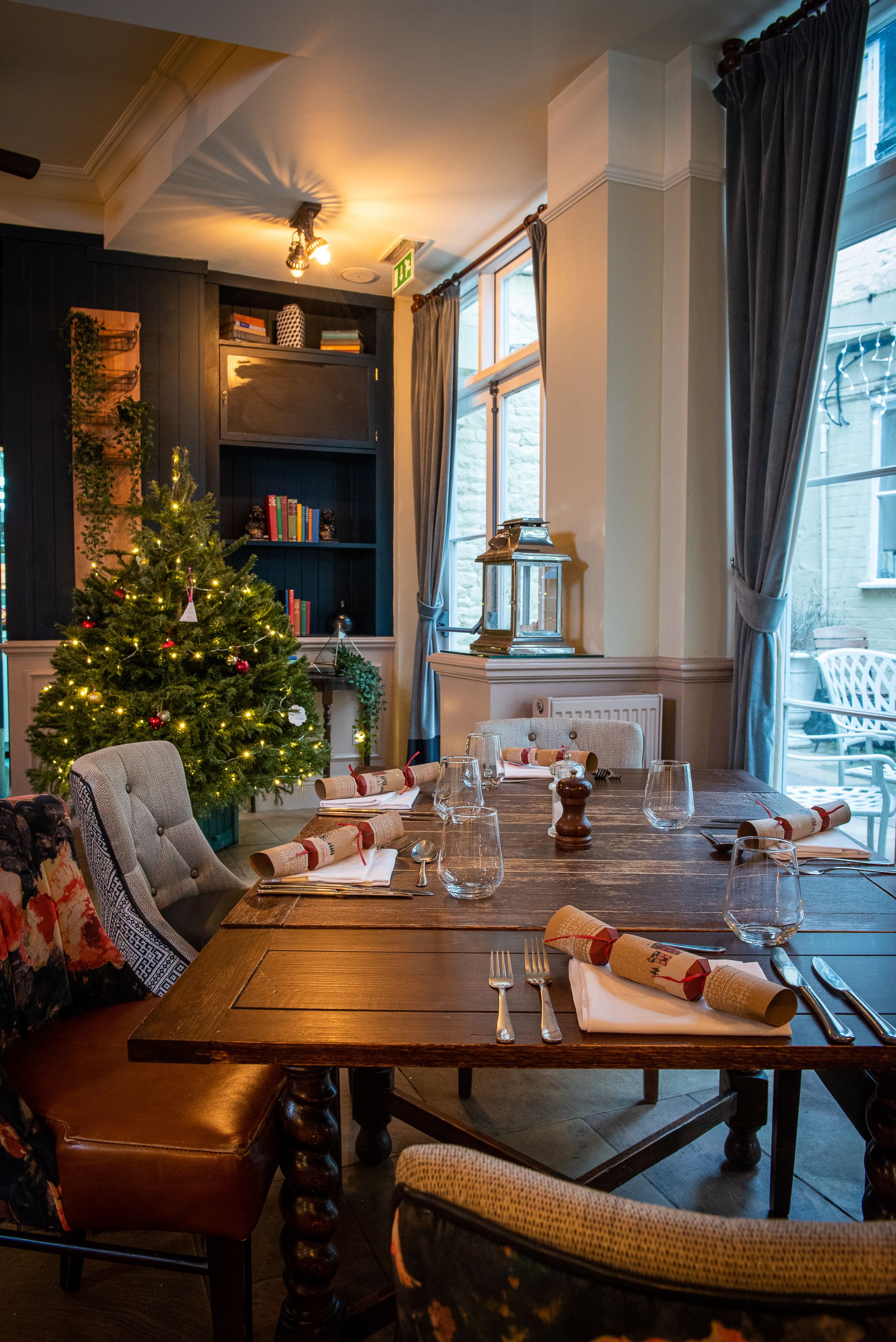 Dining table by the Christmas tree